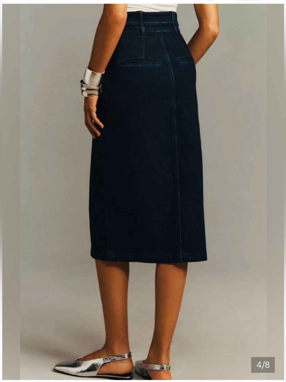 Anthropologie Pilcro Arden Double Waist Midi Jean Skirt Dark Denim NWOT - Picture 9 of 13